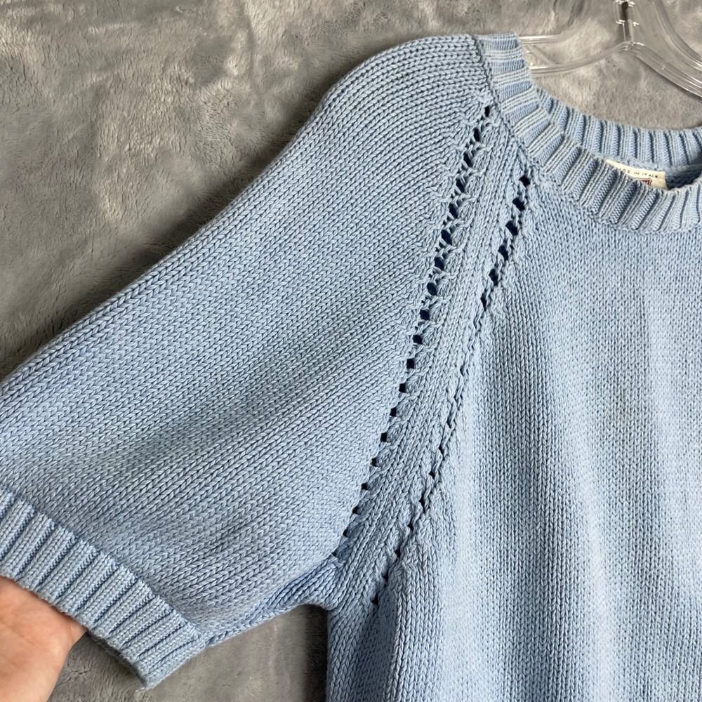 Sisley Relaxed‎ Elegance Sweater Womens S Baby Blue Short Sleeve Knit Cotton - Picture 2 of 9